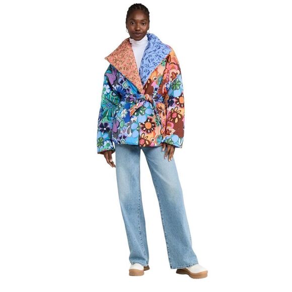 CeliaB Snowdon Quilted Tie Belt Floral Reversible Coat Multicolor Women's Medium - Picture 3 of 14